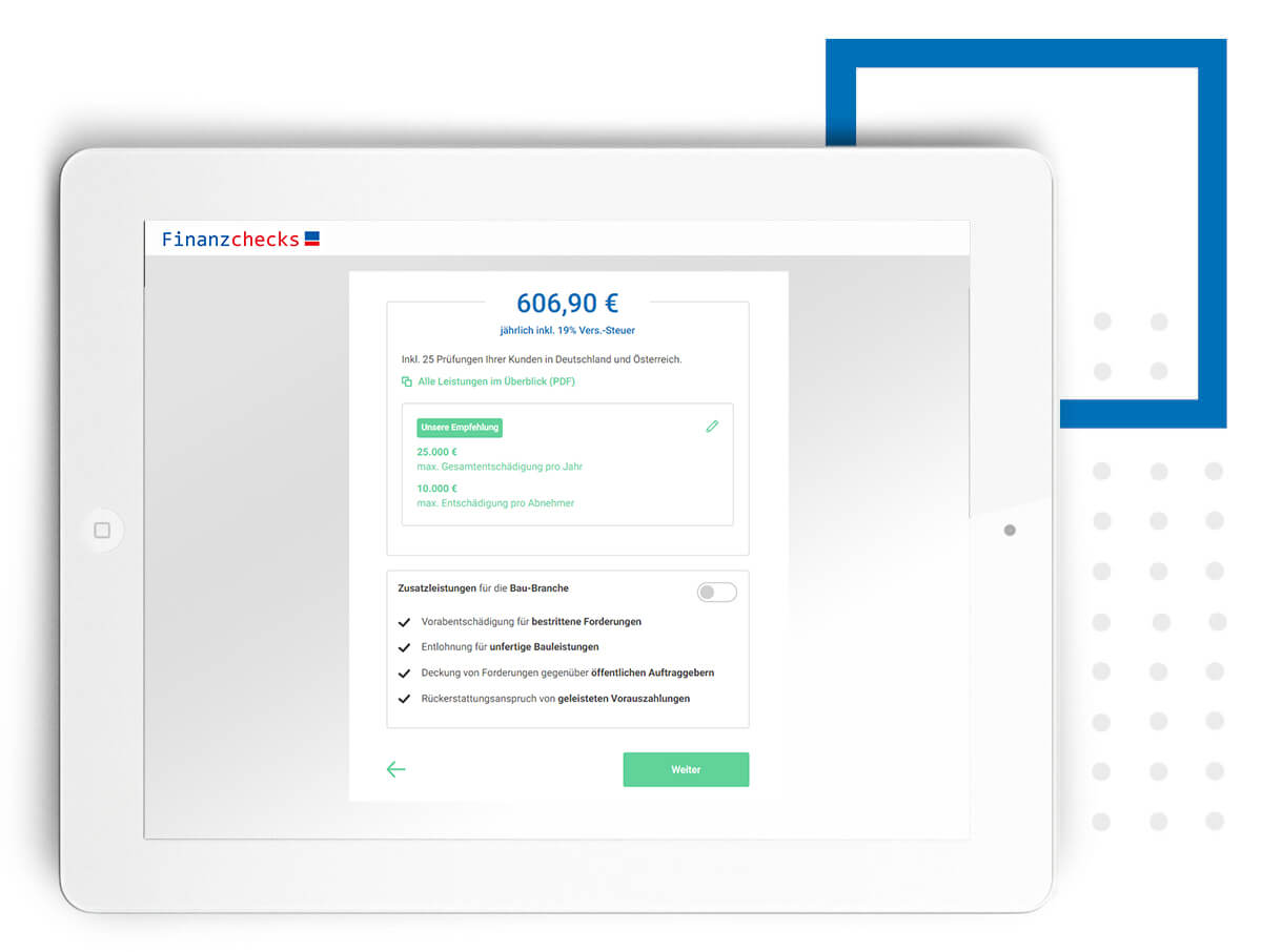 Online-Rechner - Vergleich Forderungsausfallversicherung Kosten Online-Rechner - Forderungsausfallversicherung Kosten vergleichen verschiedener Versicherungstarife