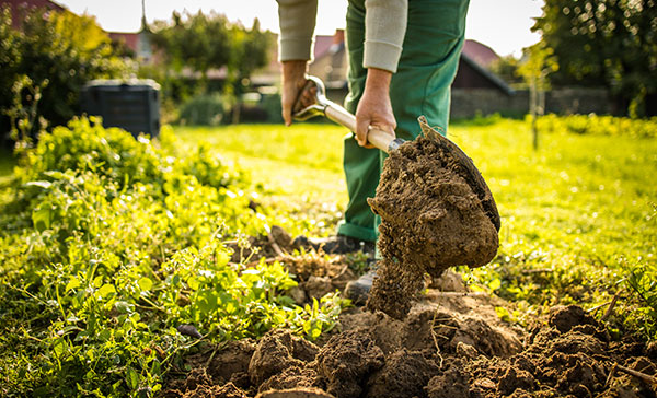 Betriebshaftpflichtversicherung als Gartenbauer oder Landschaftsgartenbauer sind für Sie wichtig in allen belagen Landschaftsgärtner schwingt gut versichert eine Schaufel