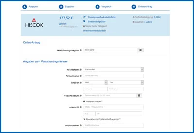 Angebot - Antrag der Vermögensschadenhaftpflicht direkt online